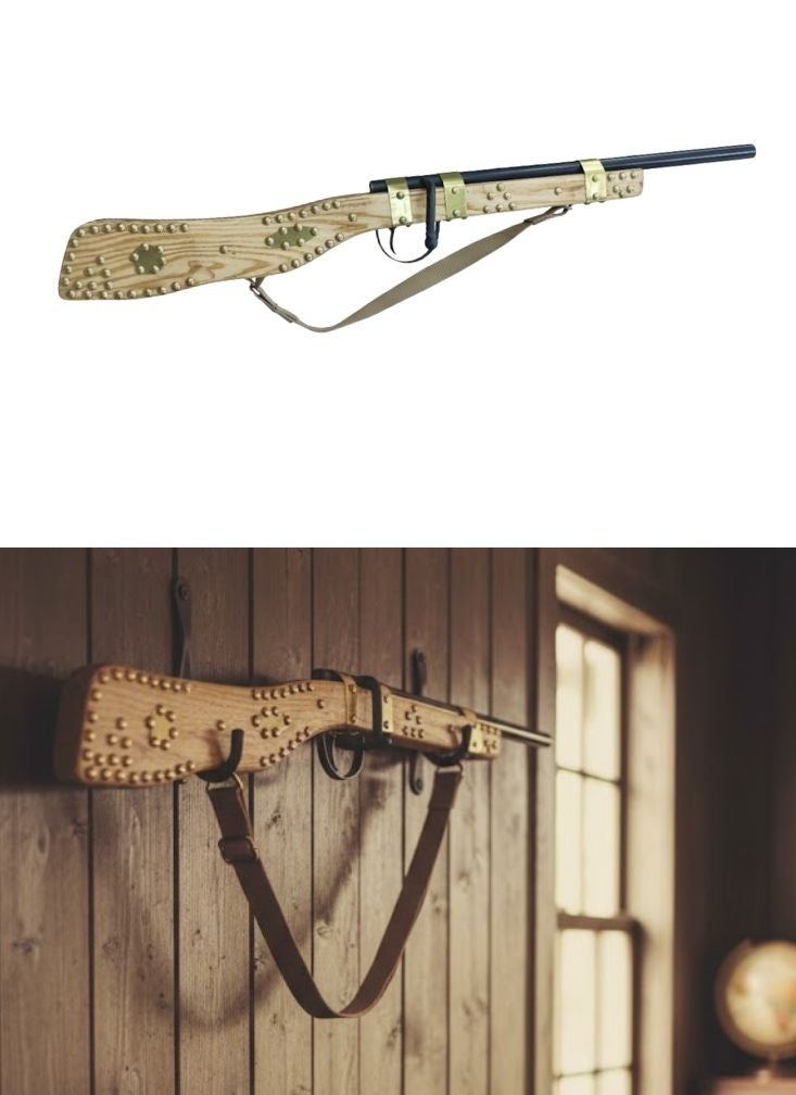 Premium Decorative Wooden Vintage Style Toy Rifle with Strap for Traditional and Rustic Display - Image 1